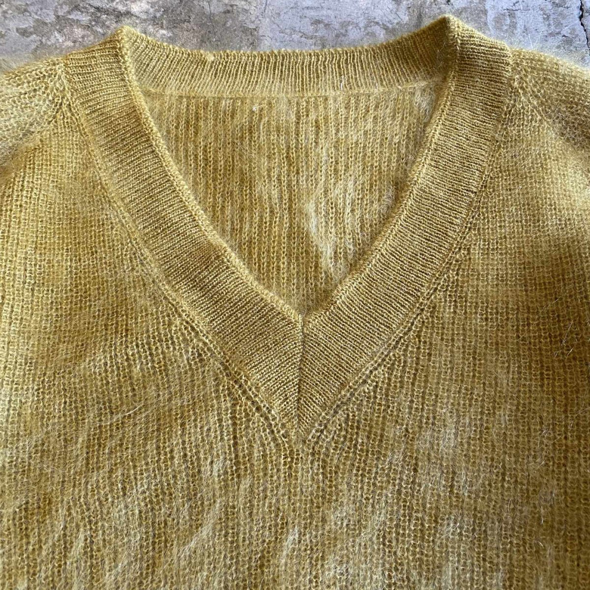 画像4: COLOR MOHAIR V NECK DESIGN KNIT SWEATER / Ladies M (4)