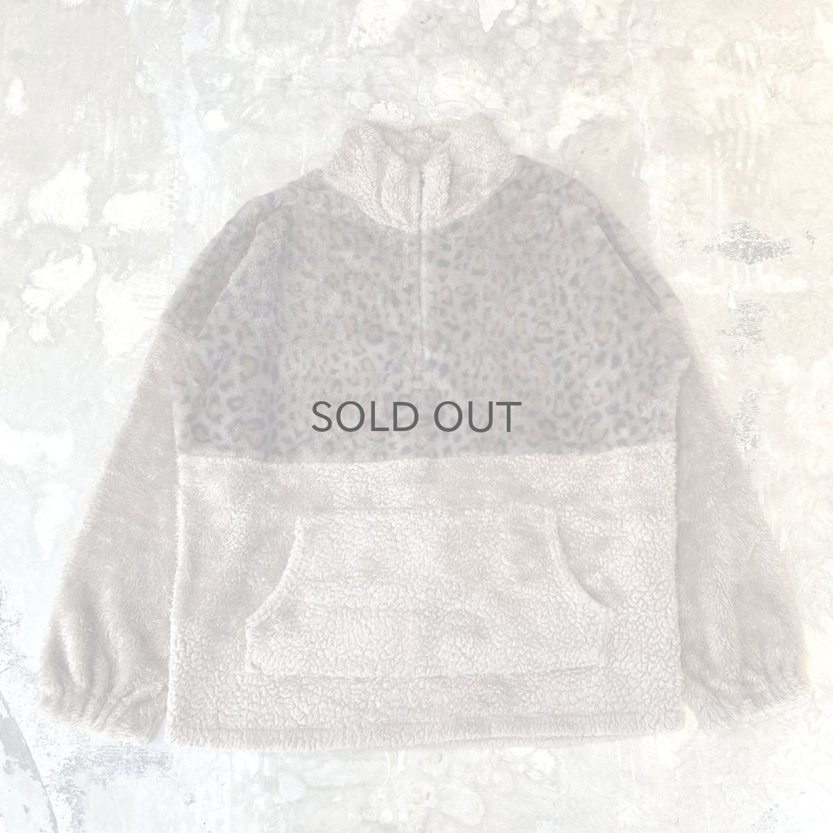 画像1: LEOPARD PATTERN SWITCHED HALF ZIP L/S FLEECE TOPS / Mens L (1)