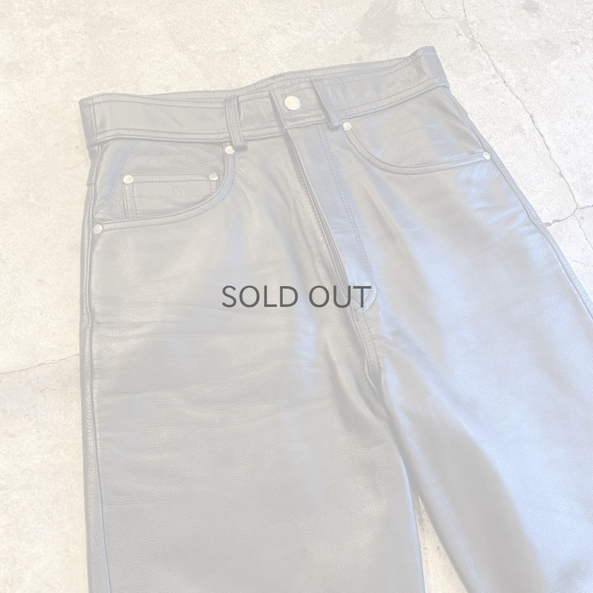画像3: BLACK COLOR STRAIGHT LEATHER PANTS / W27 (3)