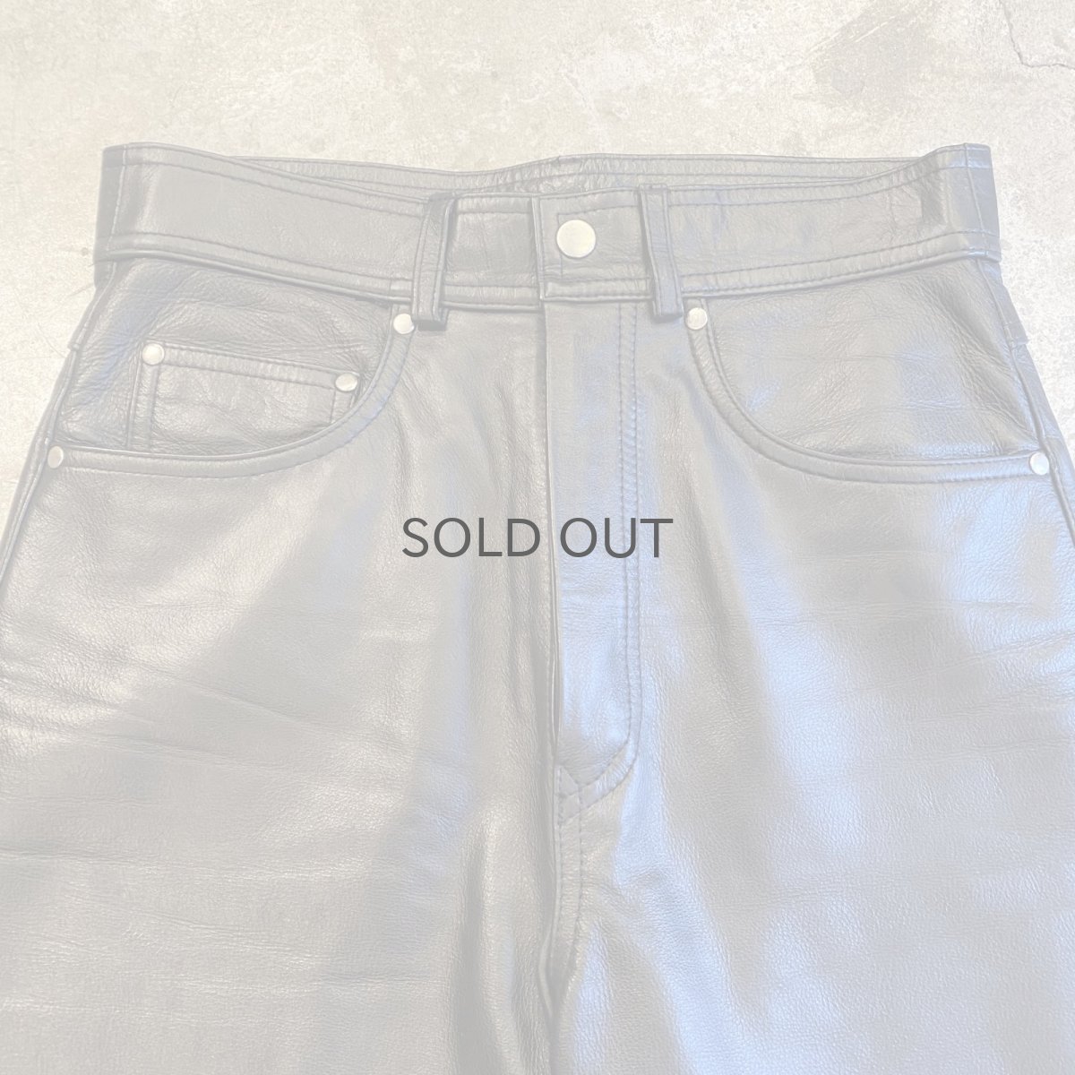 画像4: BLACK COLOR STRAIGHT LEATHER PANTS / W27 (4)