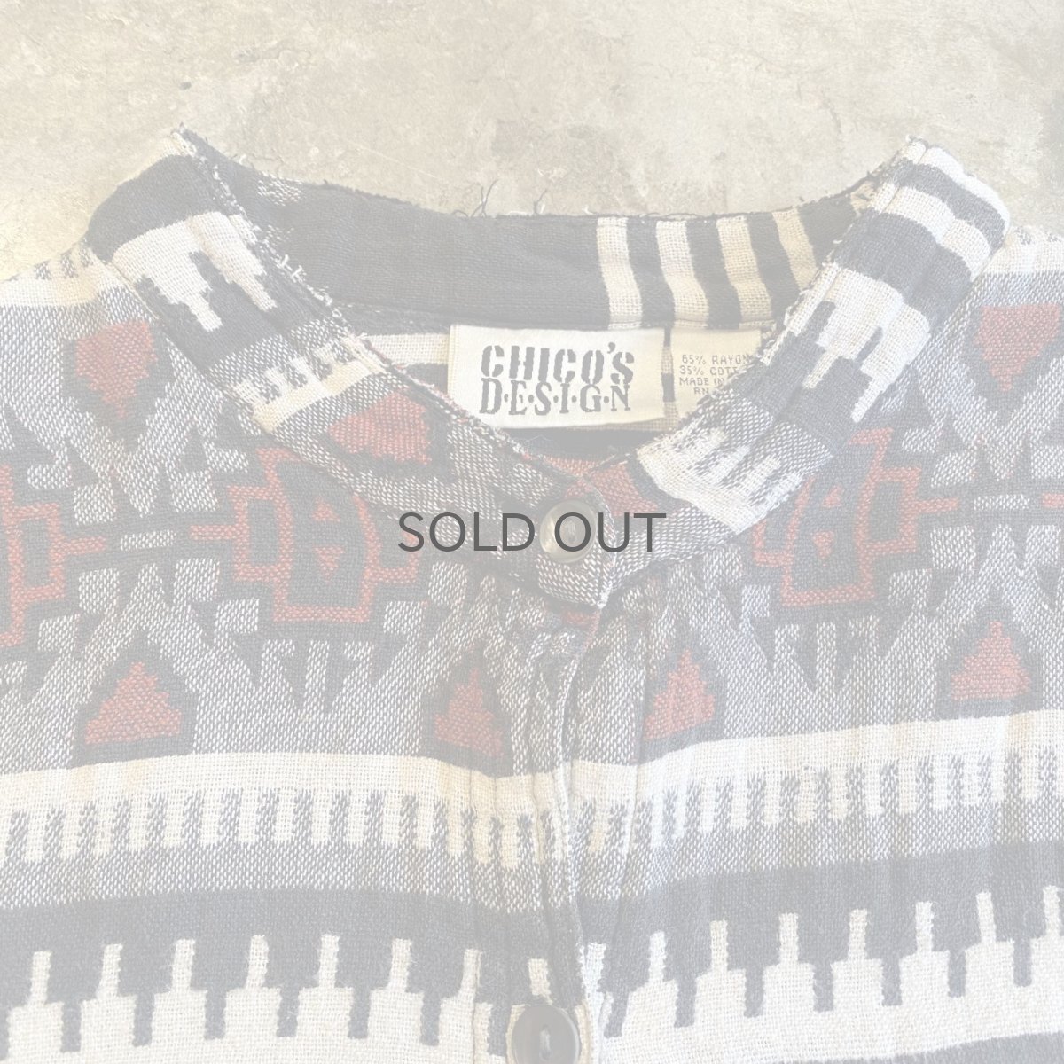 画像4: NATIVE PATTERN CUT OFF STAND COLLAR SHIRT / Ladies M (4)