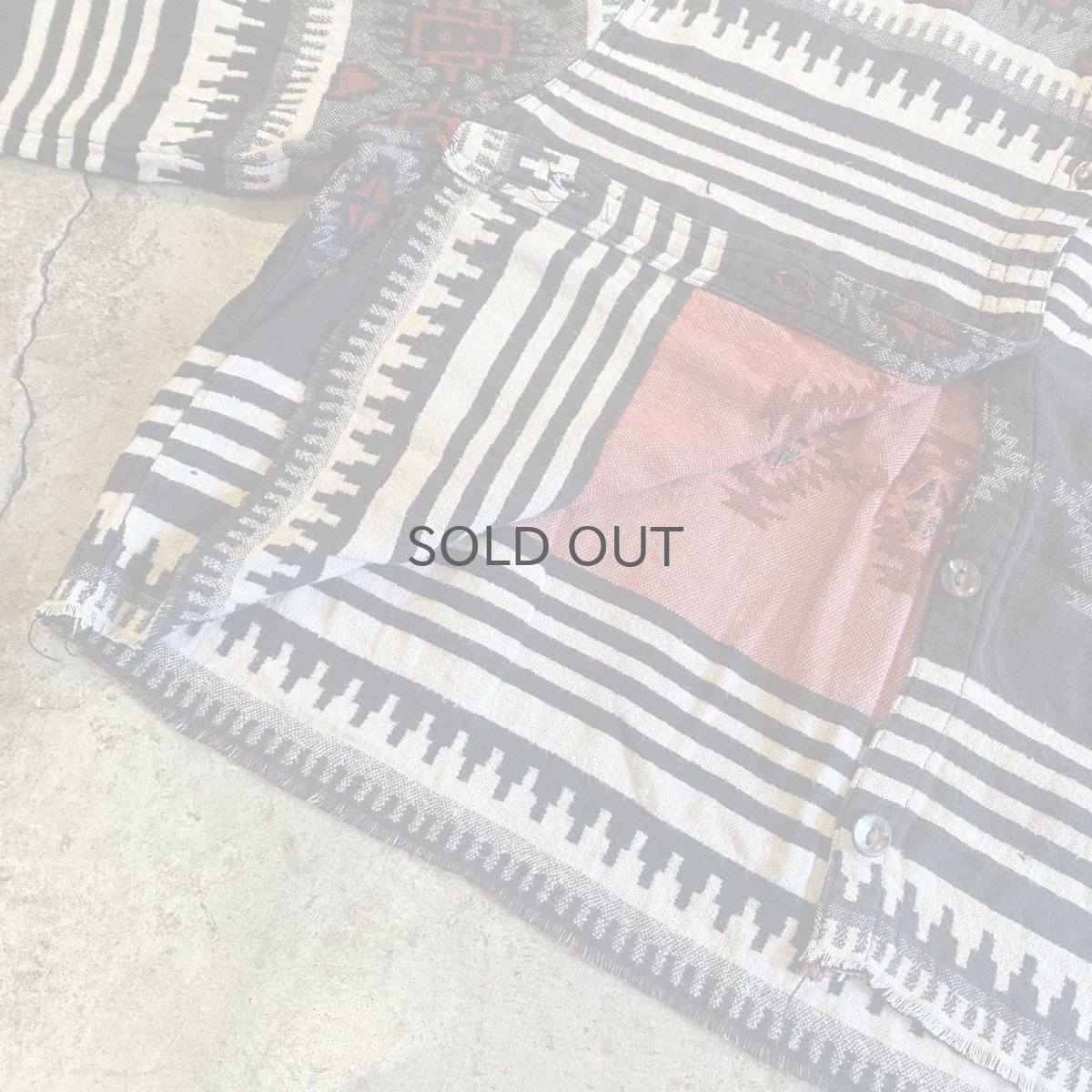 画像9: NATIVE PATTERN CUT OFF STAND COLLAR SHIRT / Ladies M (9)