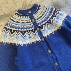 画像3: NORDIC PATTERN DESIGN HAND KNIT CARDIGAN / Ladies M (3)