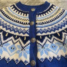 画像4: NORDIC PATTERN DESIGN HAND KNIT CARDIGAN / Ladies M (4)