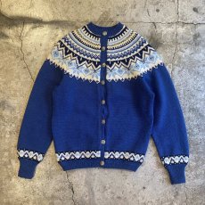 画像1: NORDIC PATTERN DESIGN HAND KNIT CARDIGAN / Ladies M (1)