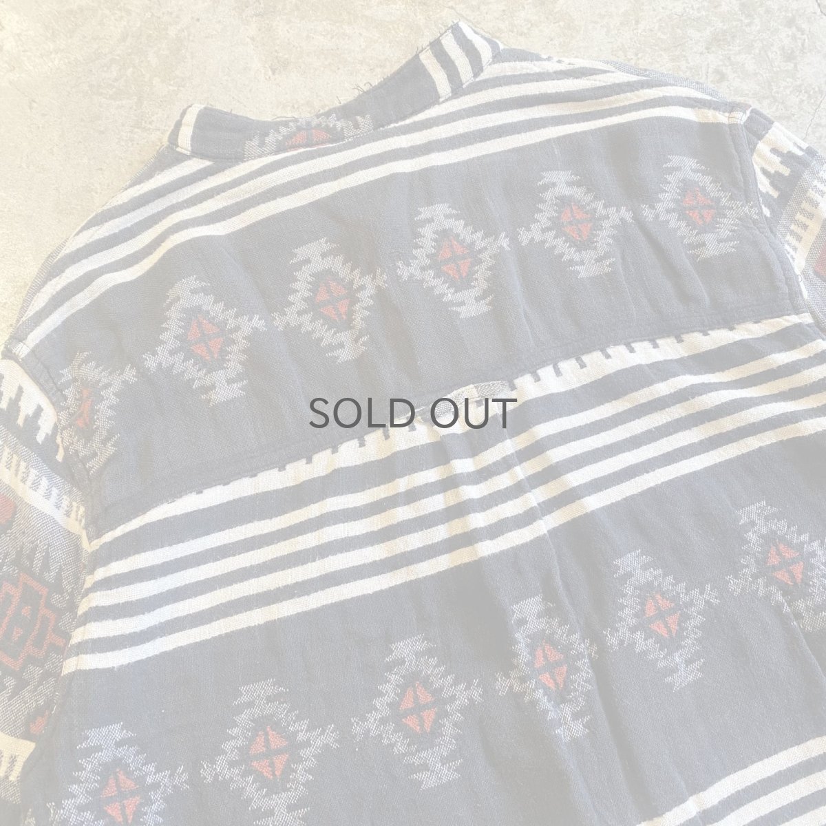 画像7: NATIVE PATTERN CUT OFF STAND COLLAR SHIRT / Ladies M (7)