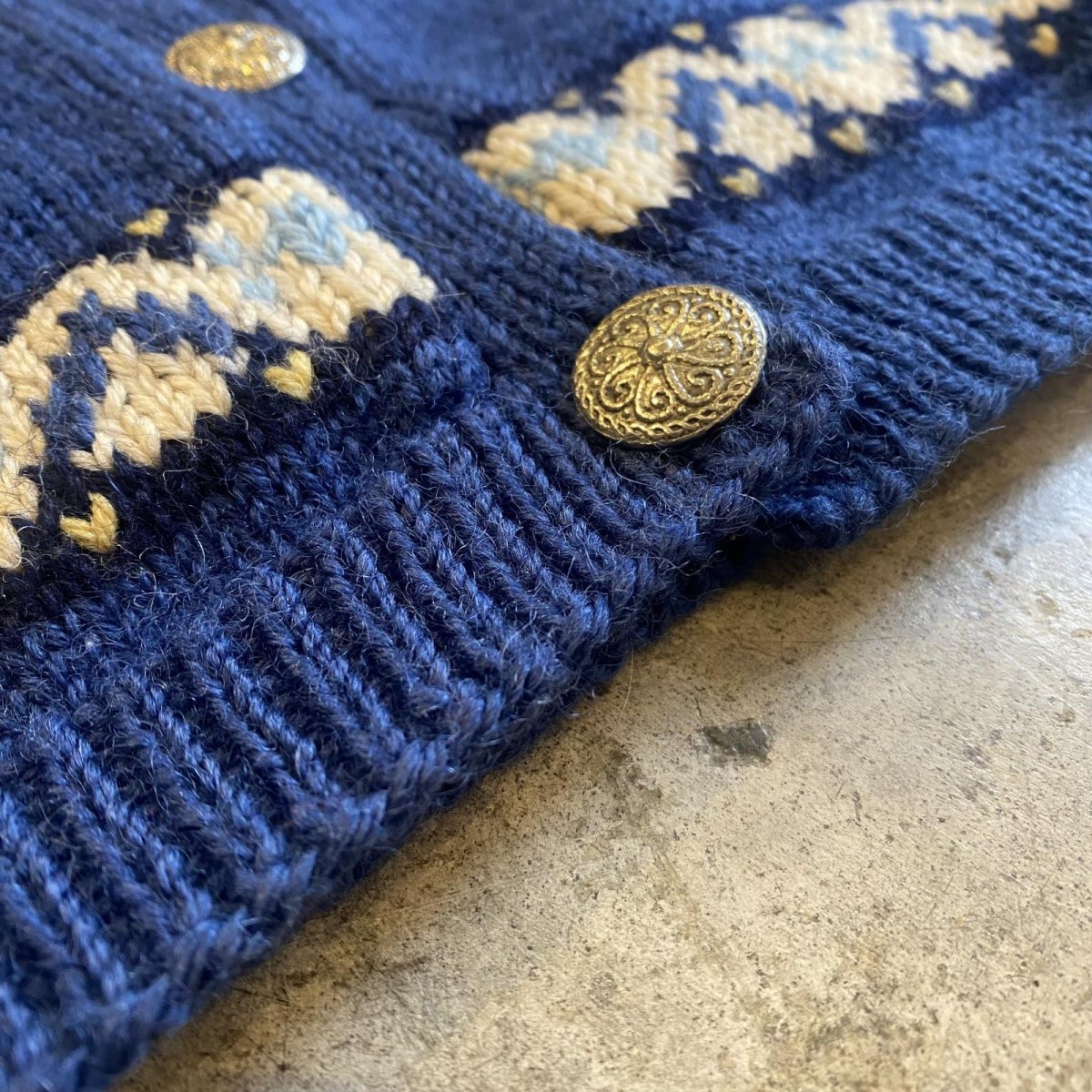 画像12: NORDIC PATTERN DESIGN HAND KNIT CARDIGAN / Ladies M (12)