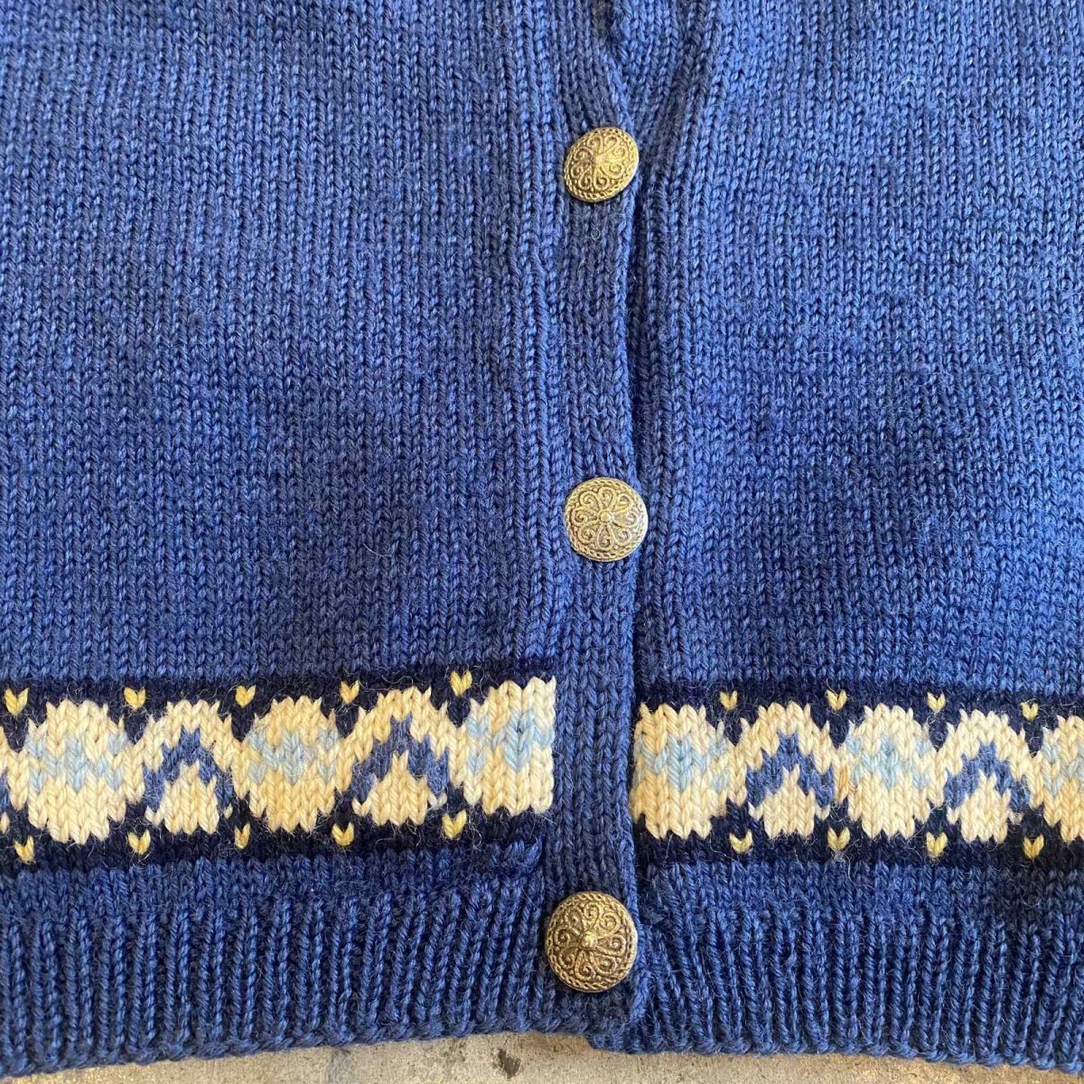 画像5: NORDIC PATTERN DESIGN HAND KNIT CARDIGAN / Ladies M (5)