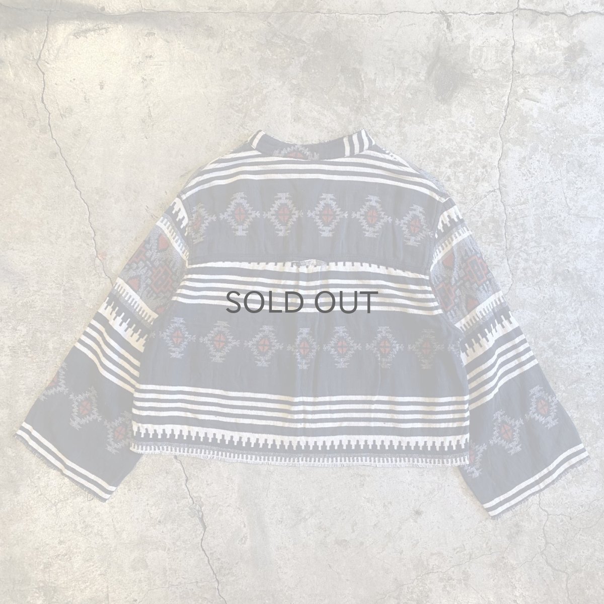 画像2: NATIVE PATTERN CUT OFF STAND COLLAR SHIRT / Ladies M (2)