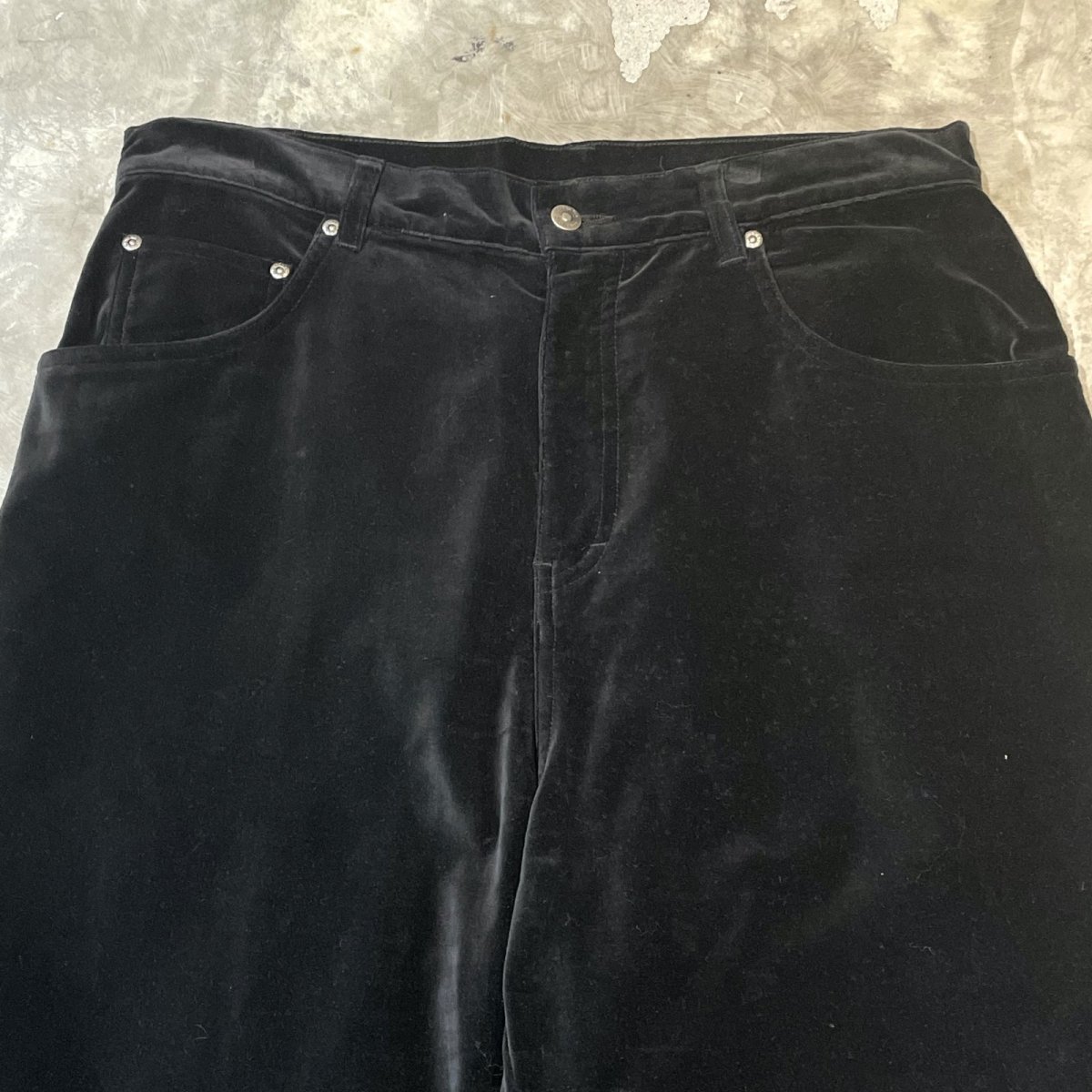 画像10: BLACK VELOUR STRAIGHT SILHOUETTE PANTS / W32 (10)