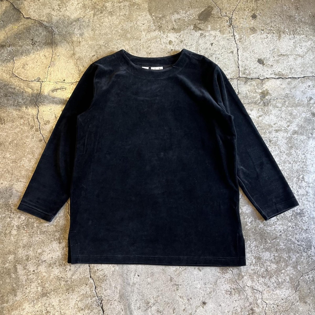 画像1: BLACK COLOR VELVET DESIGN L/S TOPS /  Ladies L(M) (1)