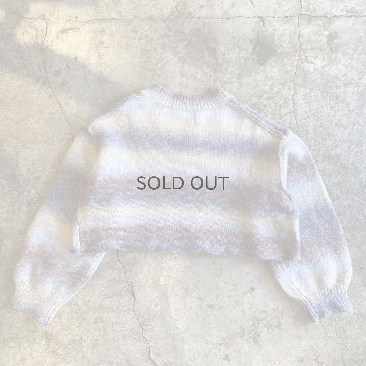 画像2: MULTI BORDER CUT OFF SHORT DESIGN KNIT SWEATER / Ladies M (2)