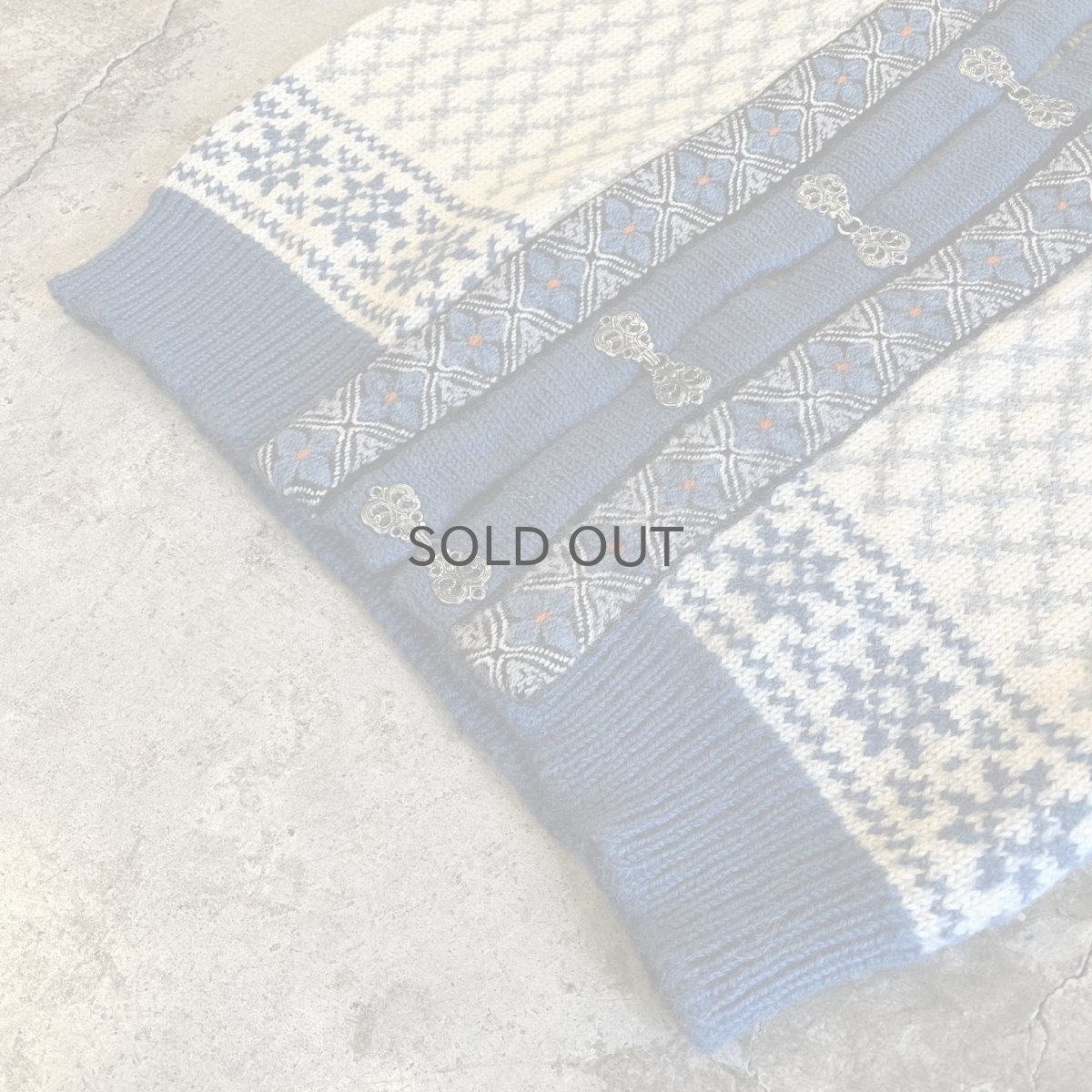 画像4: ALL OVER NORDIC PATTERN SILVER HOOK UP DESIGN KNIT CARDIGAN / Ladies M(42) (4)