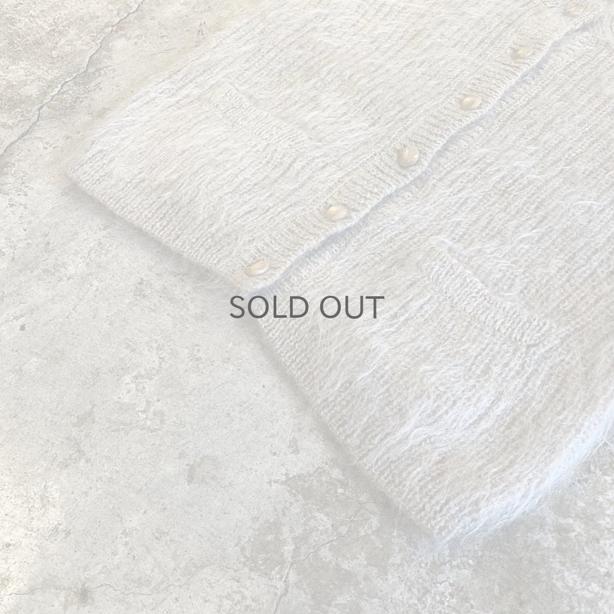 画像4: PALE TONE FRONT DOUBLE POCKET DESIGN KNIT MOHAIR CARDIGAN / Ladies L (4)