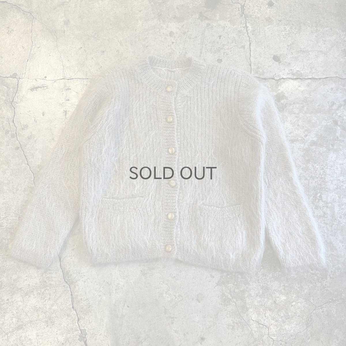 画像1: PALE TONE FRONT DOUBLE POCKET DESIGN KNIT MOHAIR CARDIGAN / Ladies L (1)