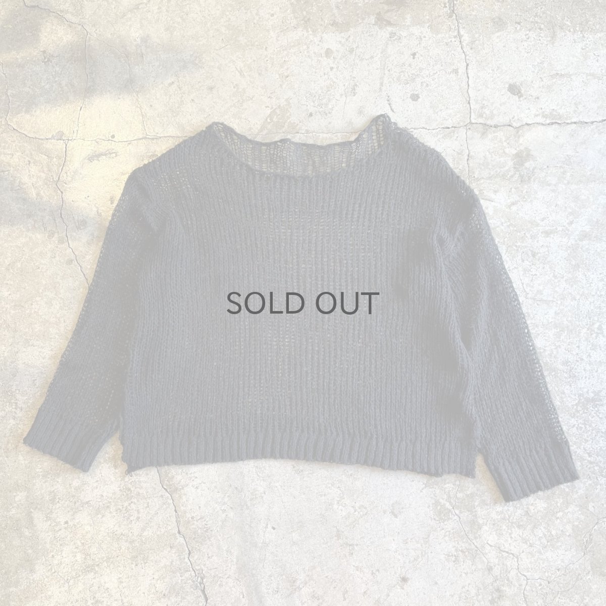 画像1: BLACK COLOR BOAT NECK DESIGN LOWGAUGE KNIT TOPS / Ladies L (1)
