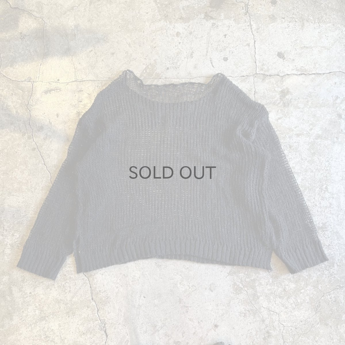 画像2: BLACK COLOR BOAT NECK DESIGN LOWGAUGE KNIT TOPS / Ladies L (2)