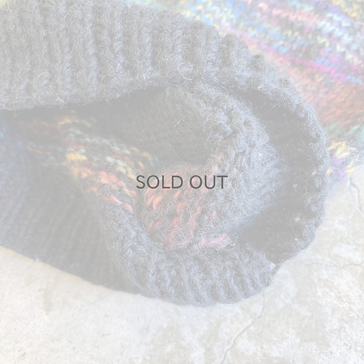 画像6: MIX COLOR MULCH BORDER PATTERN DESIGN KNIT CARDIGAN / Ladies L (6)