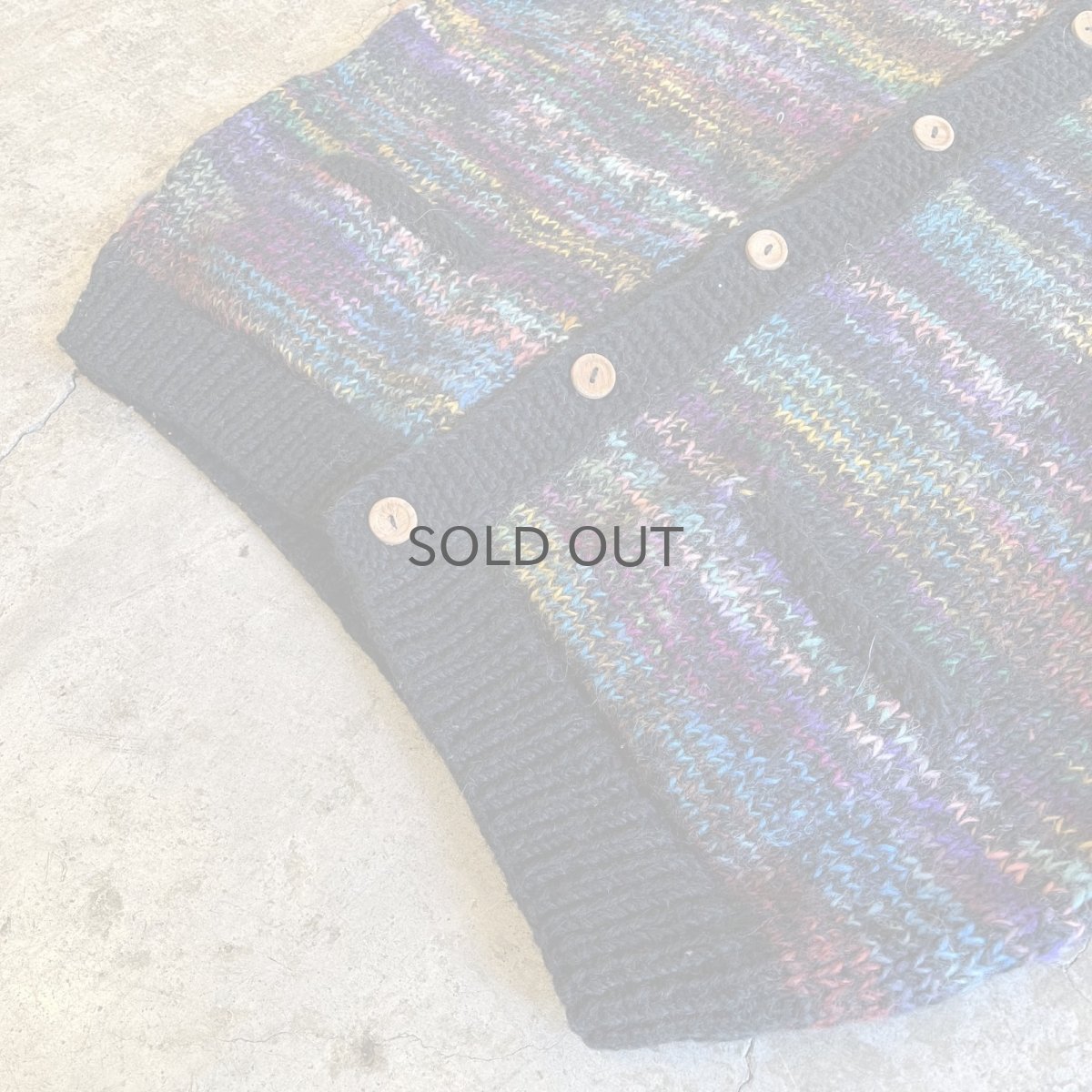 画像5: MIX COLOR MULCH BORDER PATTERN DESIGN KNIT CARDIGAN / Ladies L (5)