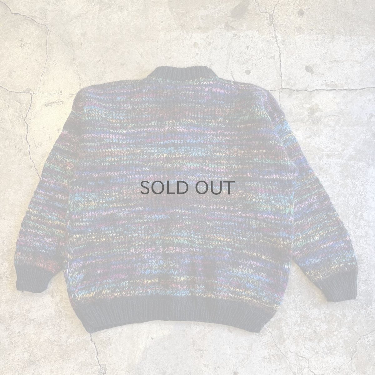 画像2: MIX COLOR MULCH BORDER PATTERN DESIGN KNIT CARDIGAN / Ladies L (2)