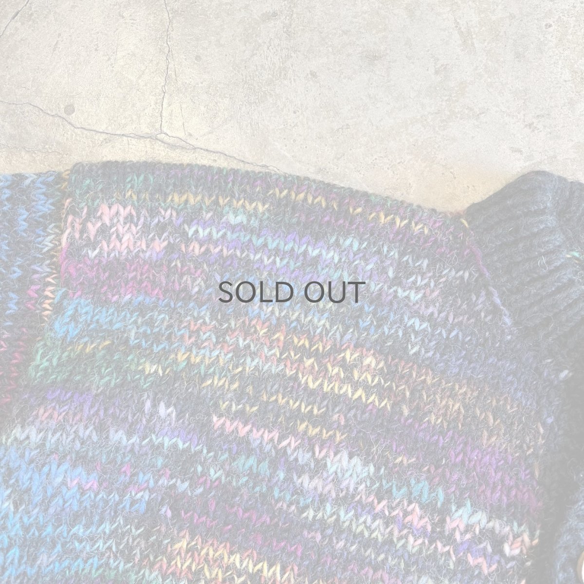 画像10: MIX COLOR MULCH BORDER PATTERN DESIGN KNIT CARDIGAN / Ladies L (10)