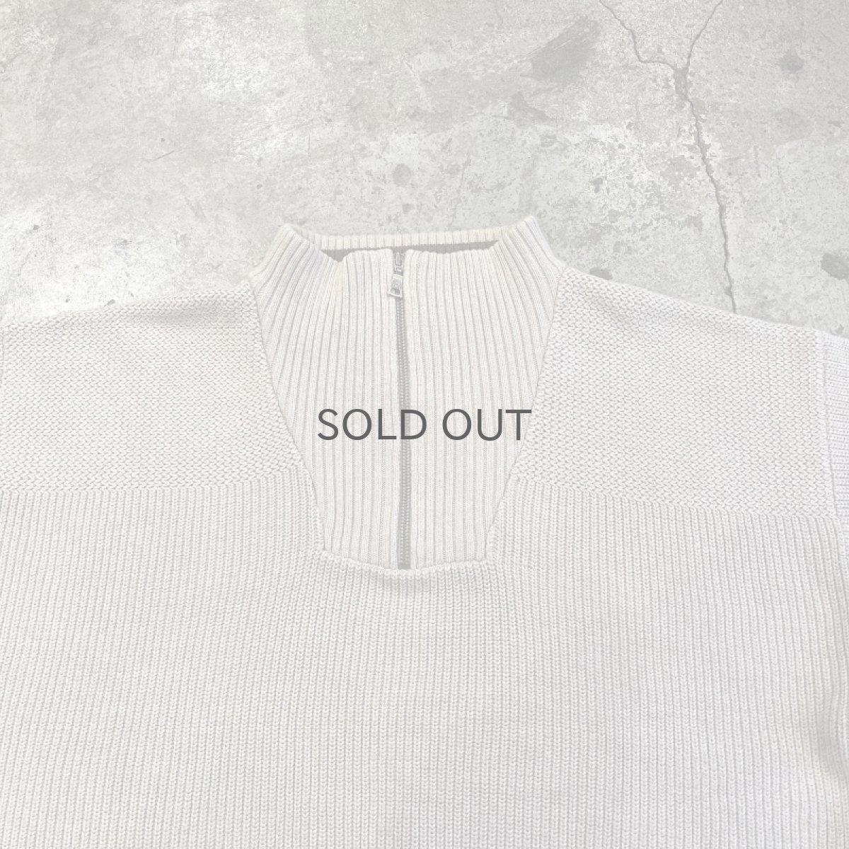 画像7: BEIGE COLOR HALF ZIP DESIGN RIB COTTON KNIT L/S TOPS / Ladies L(M) (7)