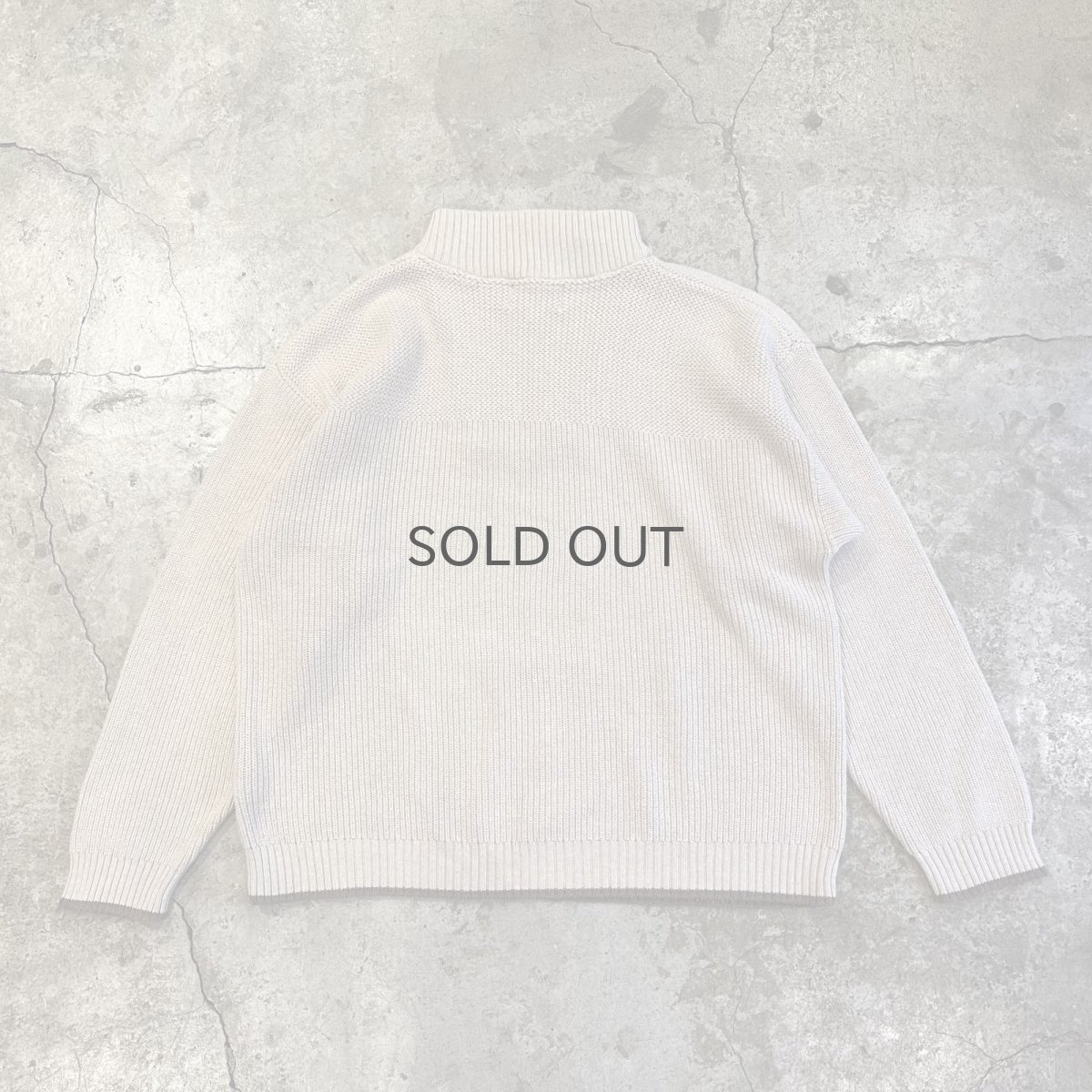 画像2: BEIGE COLOR HALF ZIP DESIGN RIB COTTON KNIT L/S TOPS / Ladies L(M) (2)