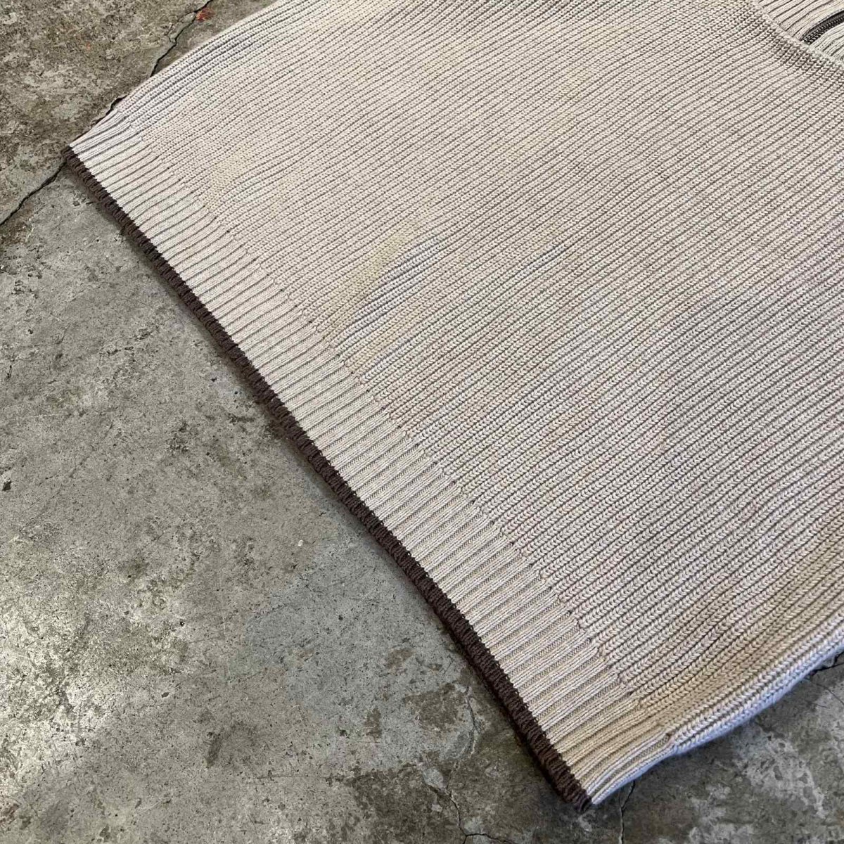 画像4: BEIGE COLOR HALF ZIP DESIGN RIB COTTON KNIT L/S TOPS / Ladies L(M) (4)