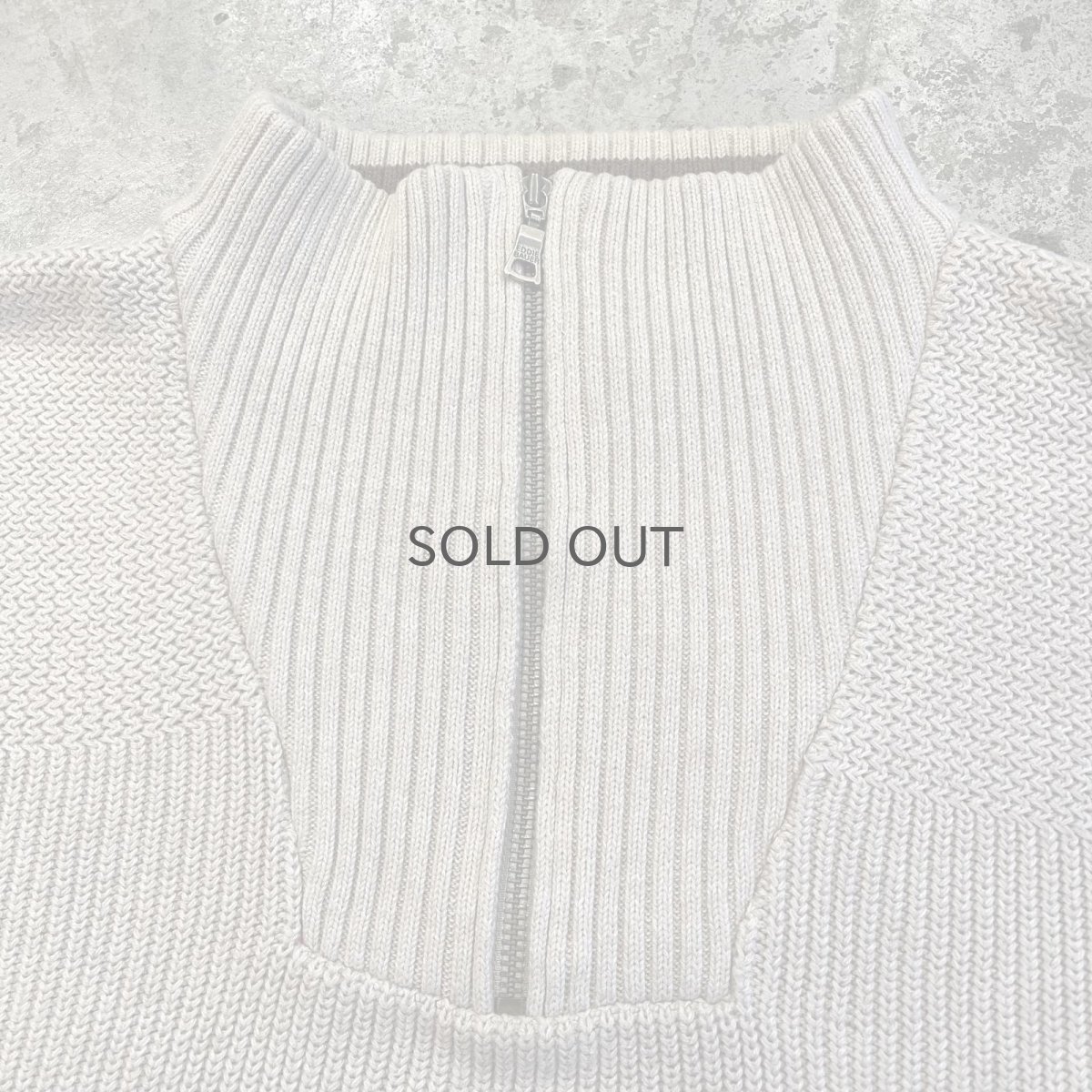 画像9: BEIGE COLOR HALF ZIP DESIGN RIB COTTON KNIT L/S TOPS / Ladies L(M) (9)