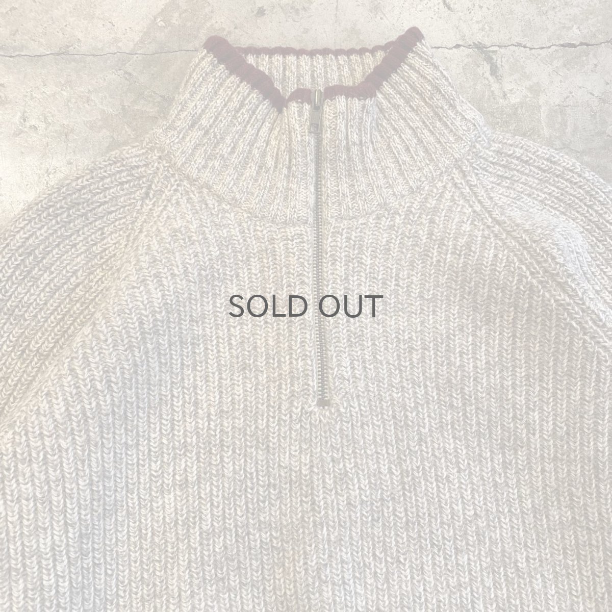 画像3: POINT LINE RIB DESIGN HALF ZIP SWEATER / Ladies L (3)