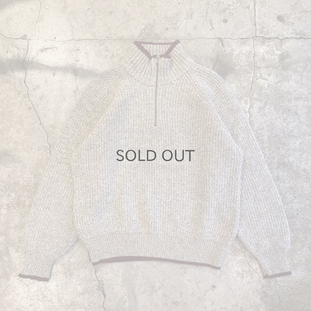 画像1: POINT LINE RIB DESIGN HALF ZIP SWEATER / Ladies L (1)