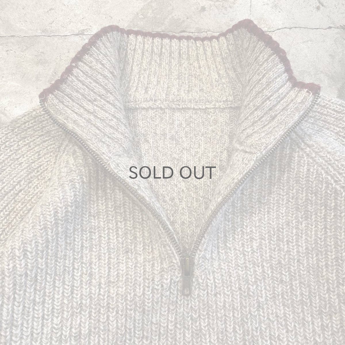 画像5: POINT LINE RIB DESIGN HALF ZIP SWEATER / Ladies L (5)