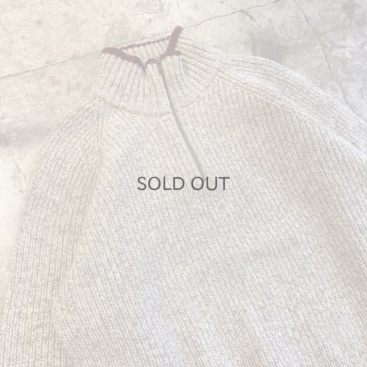 画像4: POINT LINE RIB DESIGN HALF ZIP SWEATER / Ladies L (4)