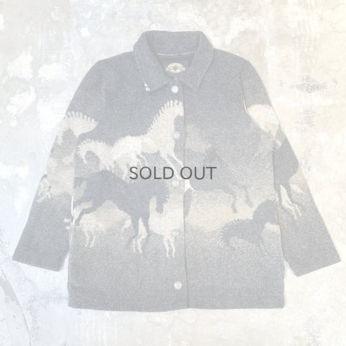 画像1: MONOTONE HORSE GRAPHIC PATTERN SHIRT JACKET / Mens L (1)
