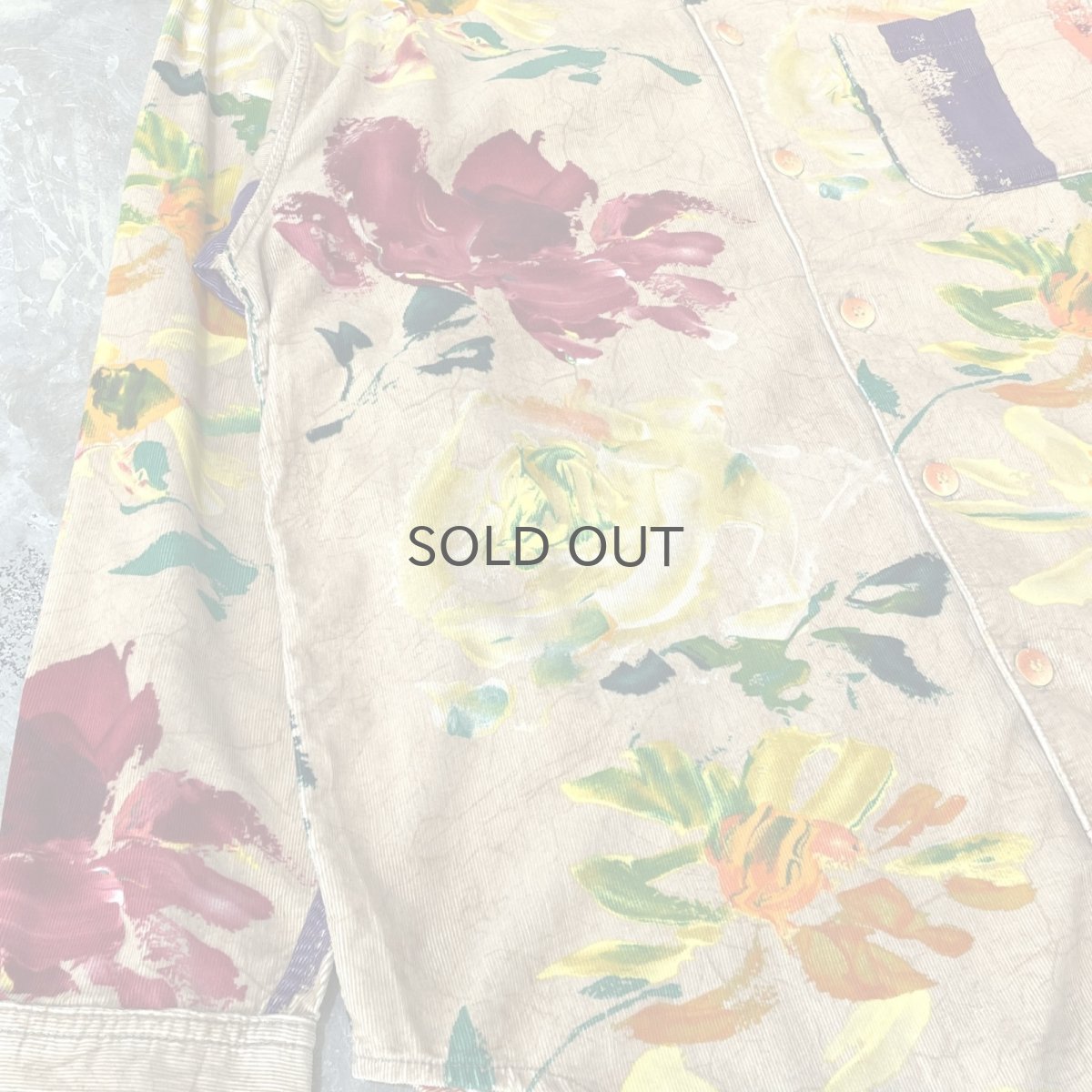 画像5: ARTISTIC FLORAL GRAPHIC PATTERN CORDUROY L/S SHIRT / Mens XL (5)