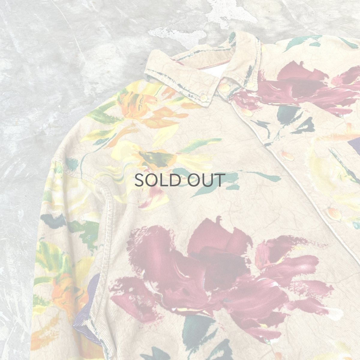 画像3: ARTISTIC FLORAL GRAPHIC PATTERN CORDUROY L/S SHIRT / Mens XL (3)