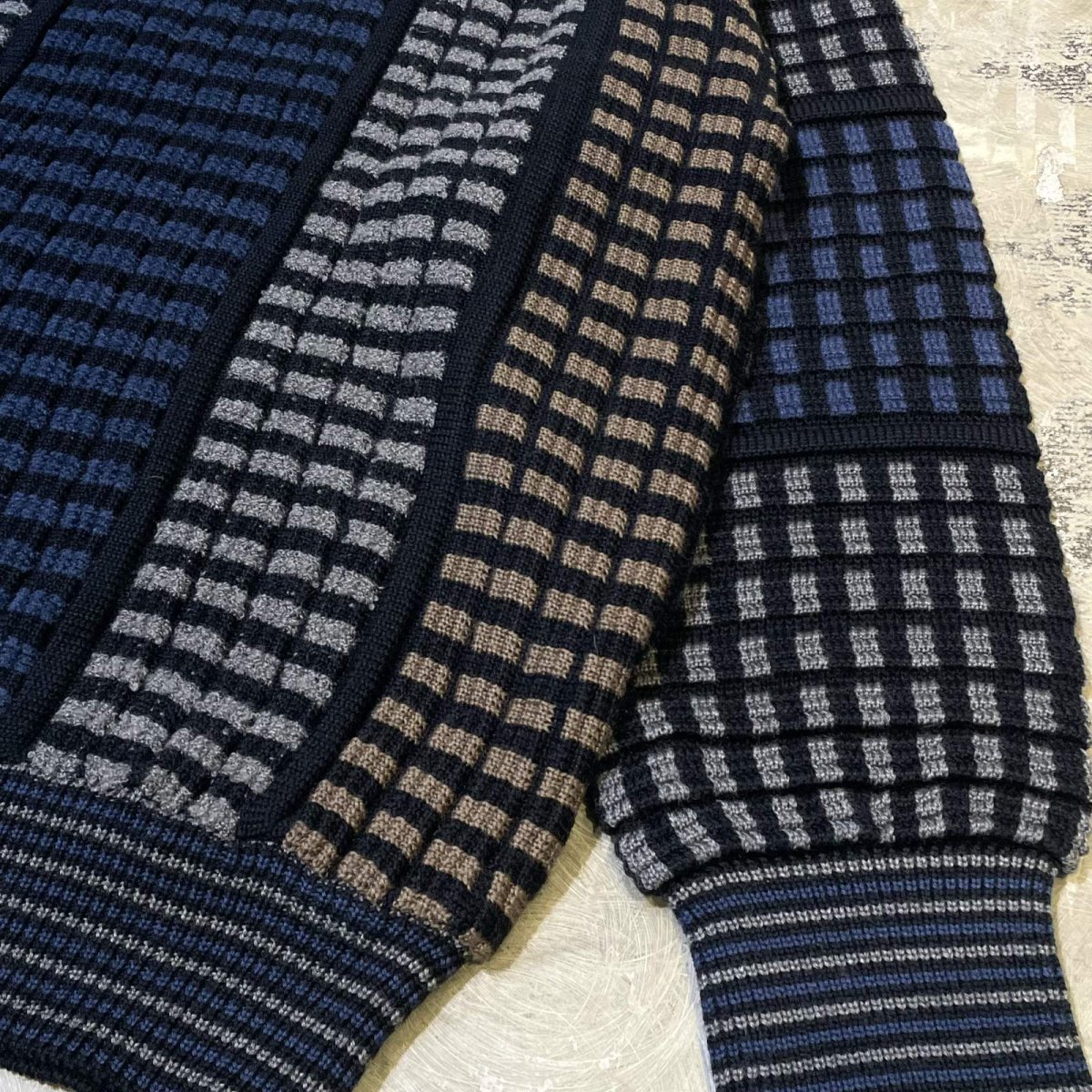 画像6: ALL OVER PATTERN HALF ZIP KNIT SWEATER / Mens XL (6)