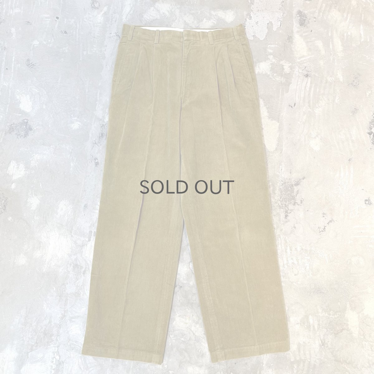 画像1: MUSTARD COLOR CENTER CREASE CORDUROY PANTS / W31 (1)
