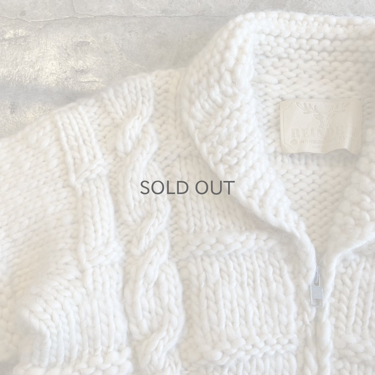 画像10: WHITE COLOR HAND KNIT ZIP UP JACKET / Ladies M(13) / MADE IN CANADA (10)