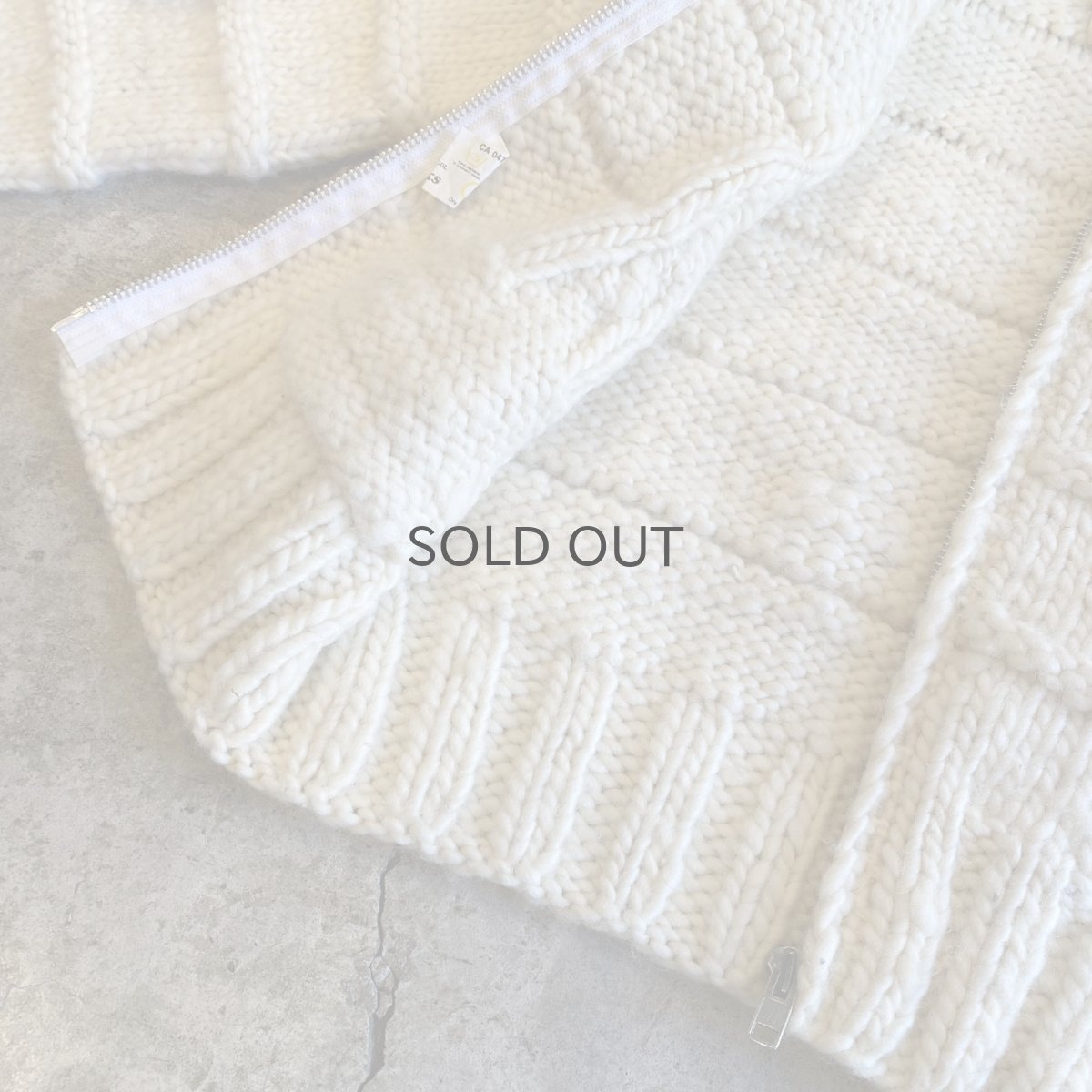 画像9: WHITE COLOR HAND KNIT ZIP UP JACKET / Ladies M(13) / MADE IN CANADA (9)