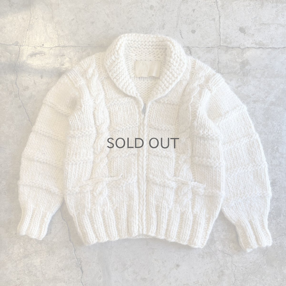 画像1: WHITE COLOR HAND KNIT ZIP UP JACKET / Ladies M(13) / MADE IN CANADA (1)