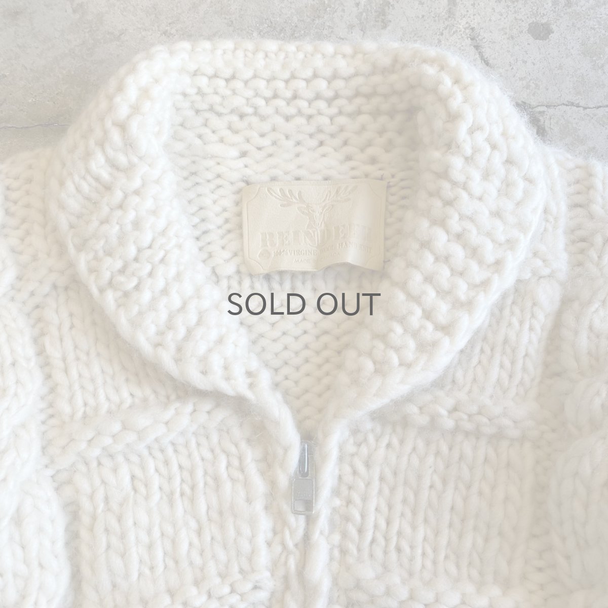 画像4: WHITE COLOR HAND KNIT ZIP UP JACKET / Ladies M(13) / MADE IN CANADA (4)