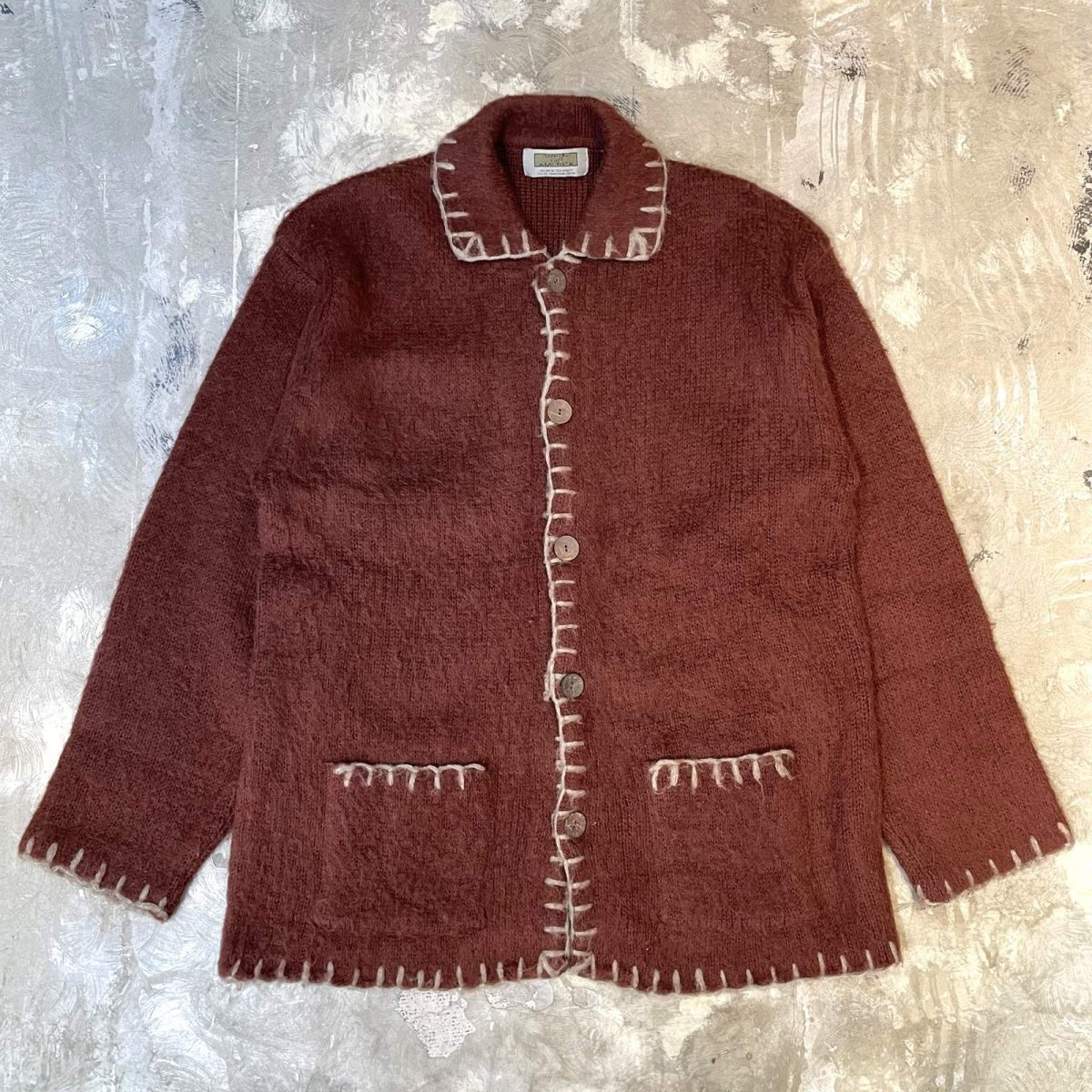 画像1: COLOR STITCH SHIRT STYLE KNIT CARDIGAN / Mens XL (1)