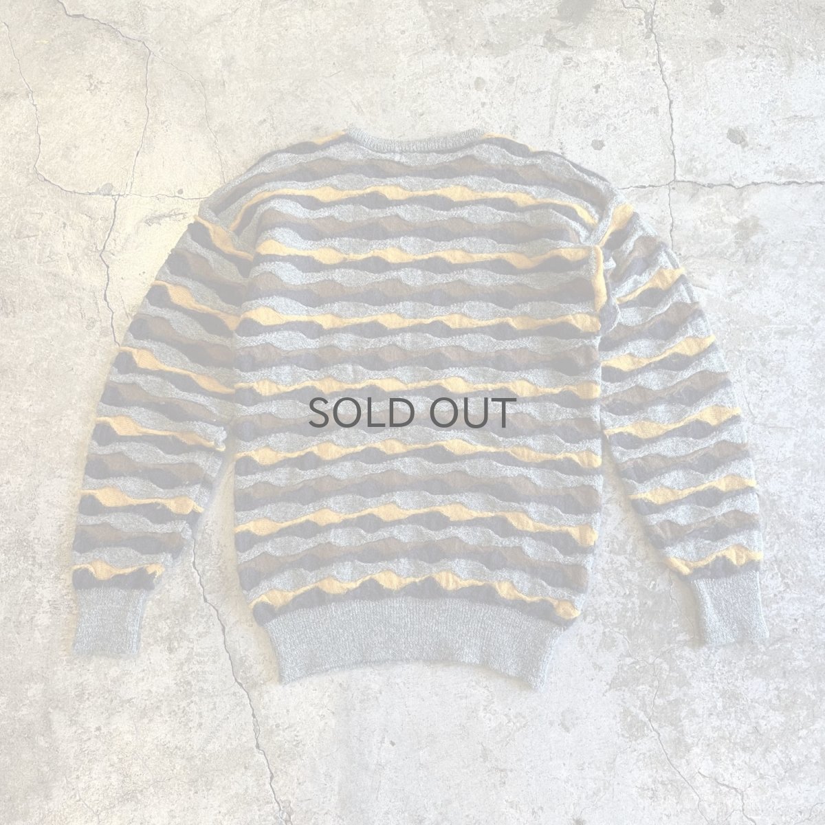 画像2: MULTI BORDER COLOR EMBOSS DESIGN KNIT SWEATER / Ladies M (2)