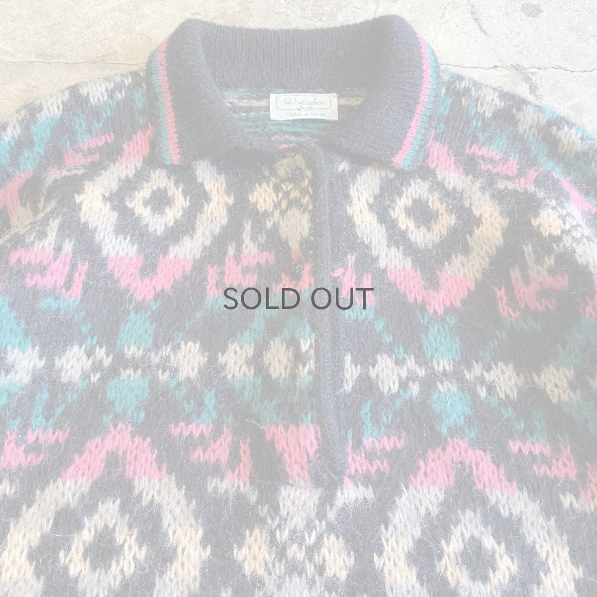画像3: ALL OVER PATTERN DESIGN POLO KNIT SWEATER / Ladies L / MADE IN ITALY (3)