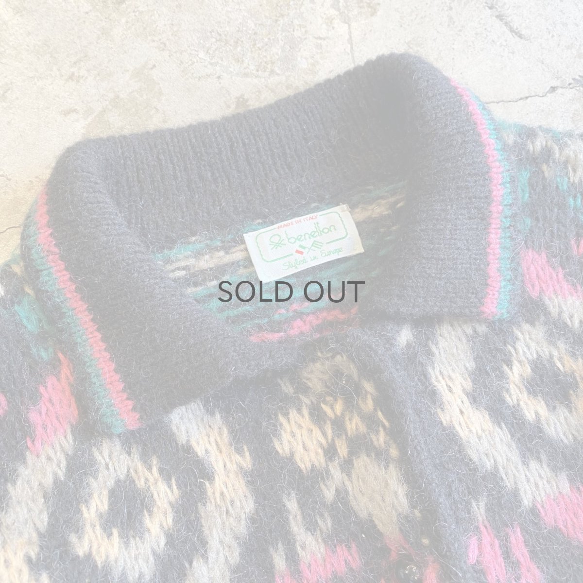 画像4: ALL OVER PATTERN DESIGN POLO KNIT SWEATER / Ladies L / MADE IN ITALY (4)