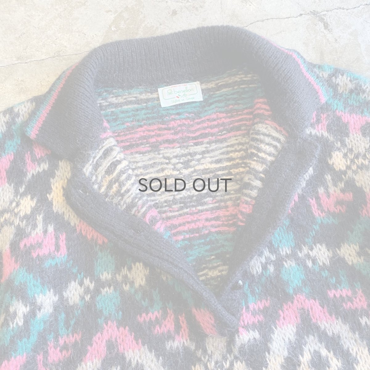 画像7: ALL OVER PATTERN DESIGN POLO KNIT SWEATER / Ladies L / MADE IN ITALY (7)