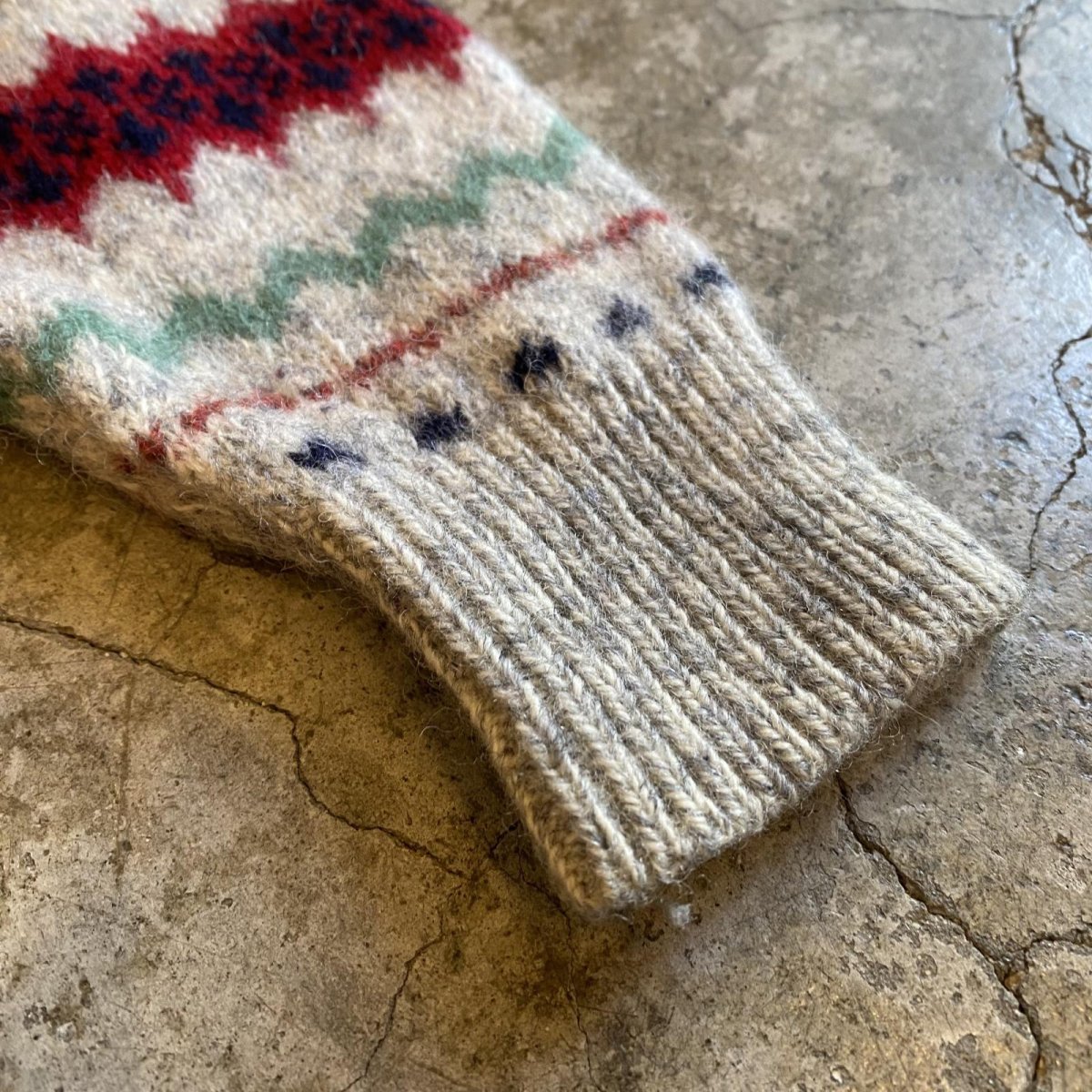 画像9: COLOR MULTI BORDER PATTERN HALF ZIP KNIT SWEATER / Ladies L  (9)