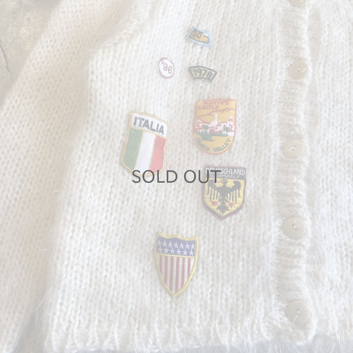 画像4: OLD PATCH MOHAIR DESIGN KNIT CARDIGAN / Ladies M (4)