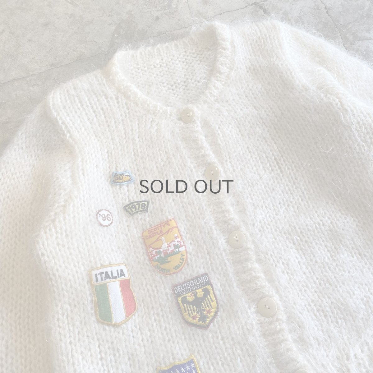 画像3: OLD PATCH MOHAIR DESIGN KNIT CARDIGAN / Ladies M (3)